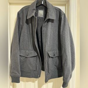 Mens Gap Wool Bomber Jacket Wool Grey Size L